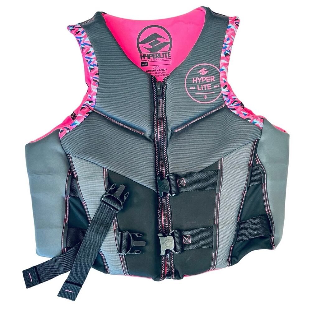 Hyperlite Women’s XL pink gray vest swimming life preserver jacket - Picture 2 of 8